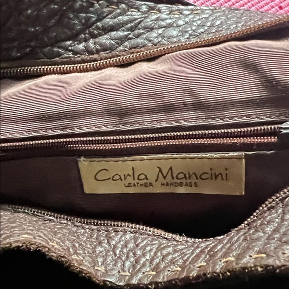 Carla Mancini brown suede “baguette” bag with elegant silver buckles - Picture 4 of 5